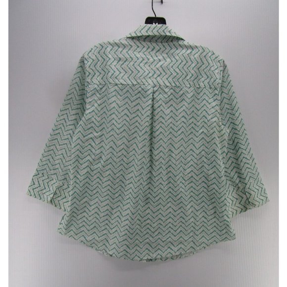 Chicos Shirt 1 White Button Down Career Preppy Slit Sleeves Woven * - Picture 6 of 11